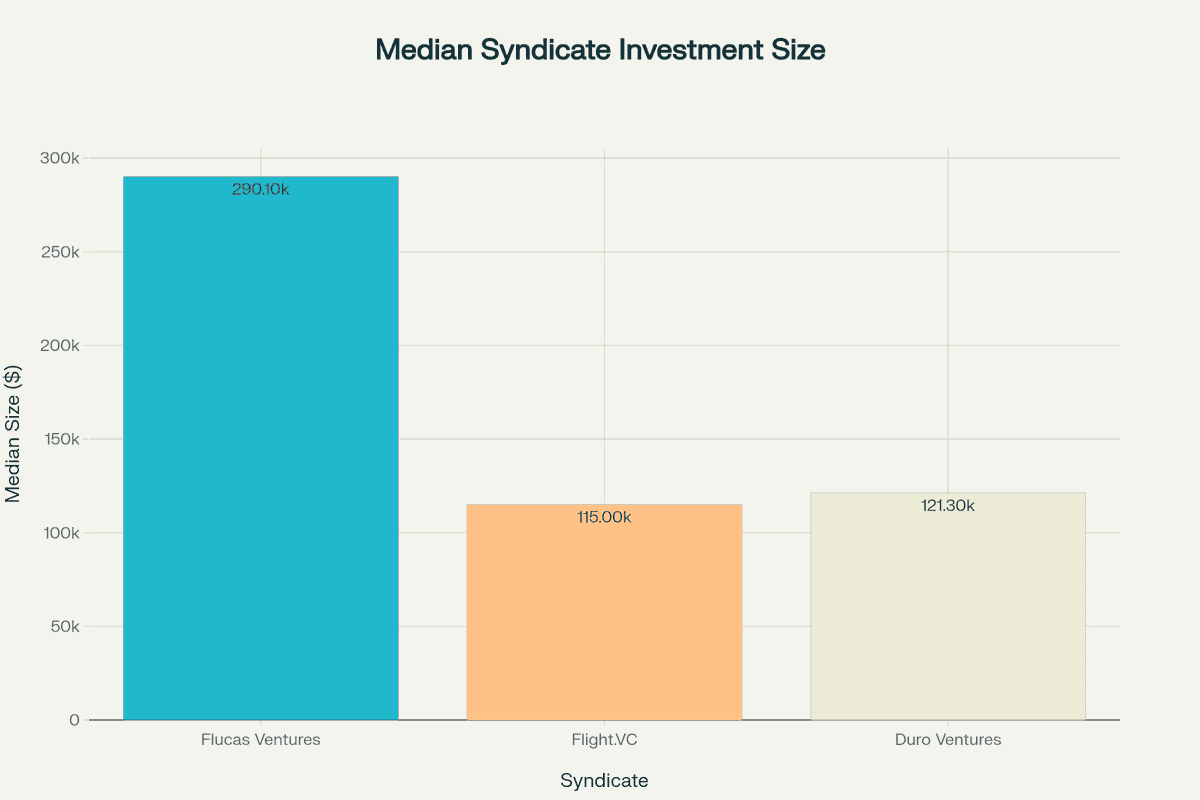 Median syndicate investment sizes for top AngelList syndicates in 2024