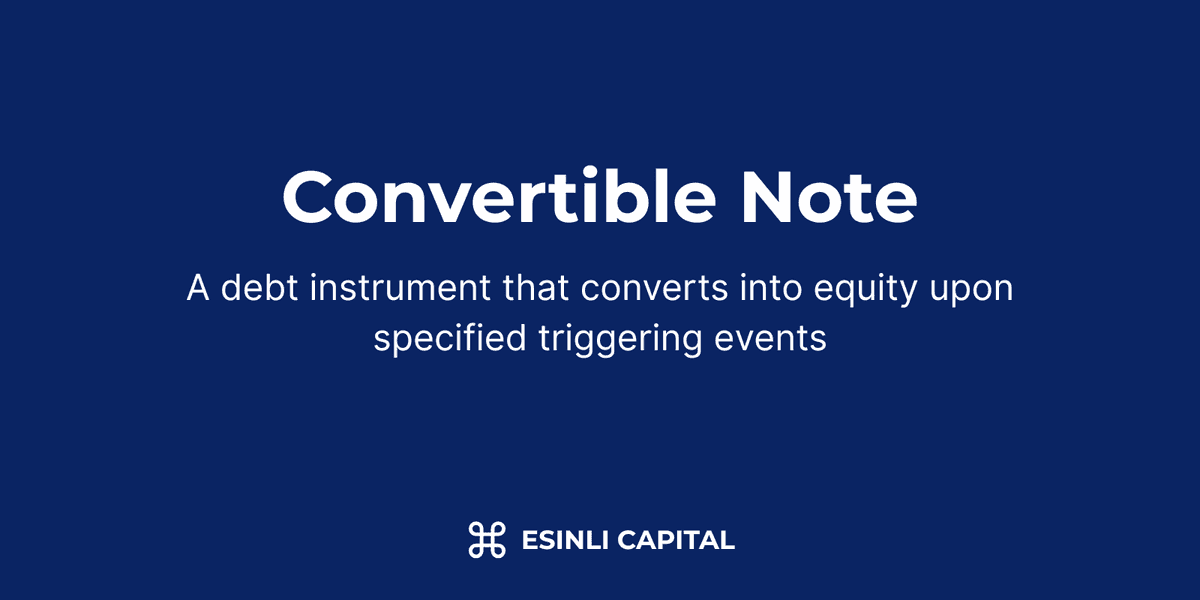 Convertible Note: A debt instrument that converts into equity upon specified triggering events