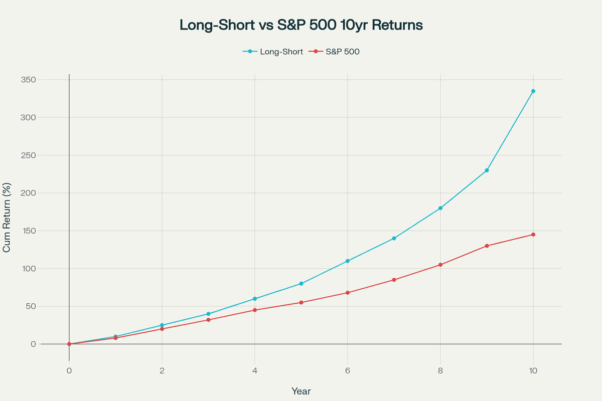 Cumulative Returns: Long-Short Strategy vs. S&P 500